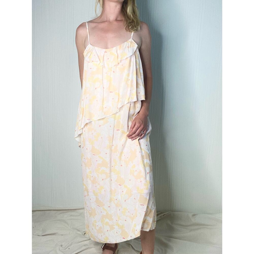Lewit Yellow Impala Spencer Asymmetrical Midi Dres US 12  NWT